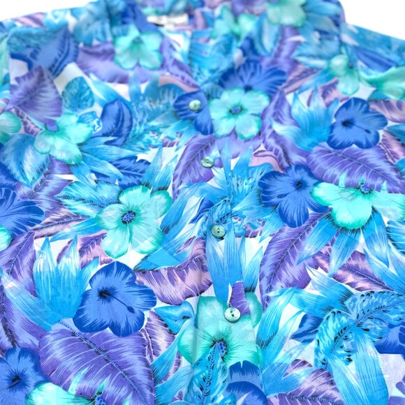 Vintage Braemar, Tropical Floral Button Down Short Sleeve Shirt - Picture 2 of 5